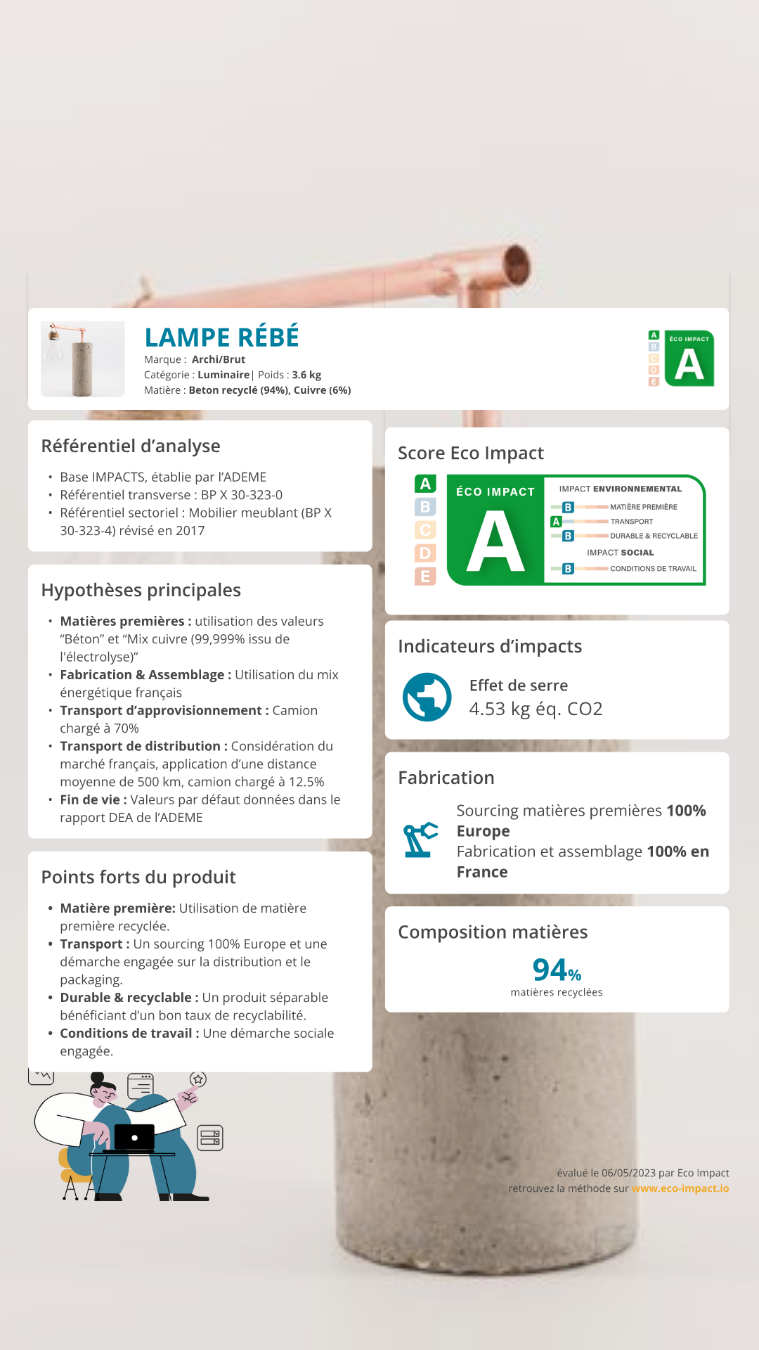 Lampe Solaire en Béton Recyclé - La lumière Sculptée et Énergie Renouvelable